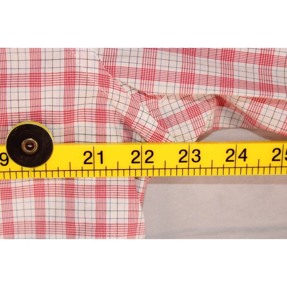 Banana Republic Pink White Check Non-Iron Dress Shirt Men's Large 100% Cotton